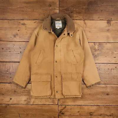 Vintage Deep Valley Workwear Jacket XL Chore Barn Coat Beige Zip Snap • £47.99