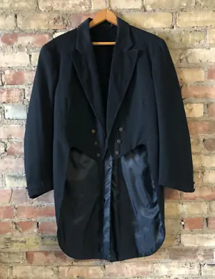VTG 20s Antique Men's Black Wool Tuxedo Jacket W/Tails - Size 38 / S • $90