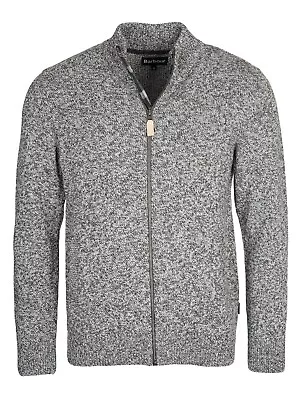 Barbour Fife Grey Zip Through Knit Cardigan For Man • £56.99