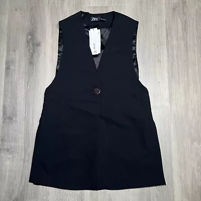 Womens Zara Black Blazer Vest Medium Nwt • $29.99