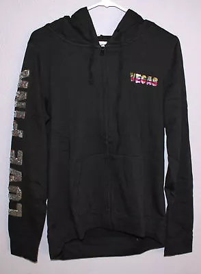 BLING Miami NYC Chicago Las Vegas Hawaii VICTORIA'S SECRET Black Hoodie Jacket • $74.99