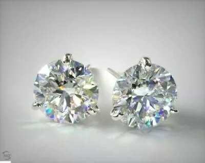 4Ct Round Real Moissanite Solitaire Martini Stud Earrings White Gold Plated • $151.99