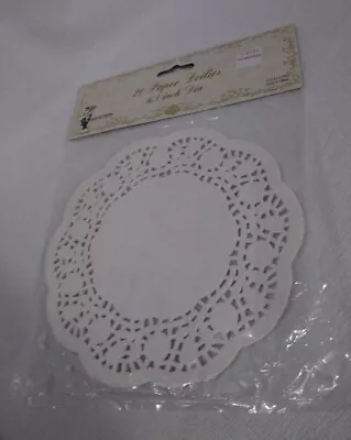 Vintage Paper Doilies 6.5  Round Scalloped White Lace Wedding Party Supplies • $4.28