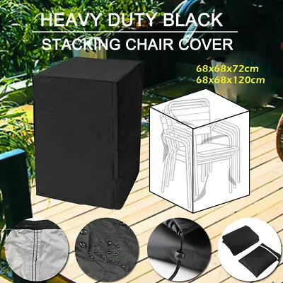 UV Outdoor Garden Heavy Chair Cover Waterproof Black Stacking Furniture Cover UK • £6.54