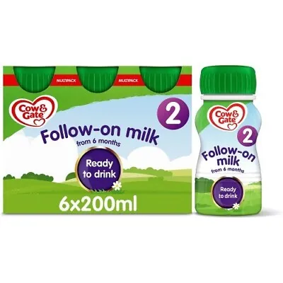 Cow & Gate Ready To Drink Follow-on Milk 6x200ml Stage2(6-12 Months) • £13.98
