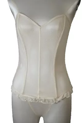 Vintage 80s LA PERLA Cream Mesh Bustier Corset Bra Top US L  • $140