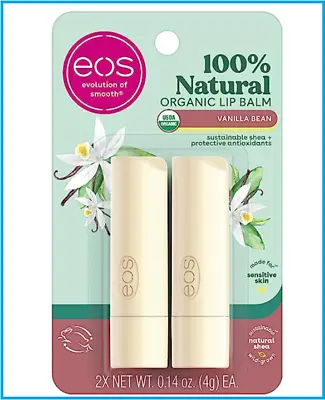 2-Pack Eos USDA Organic Lip Balm Vanilla Bean Lip Care To Moisturize Dry Lips* • $7.99