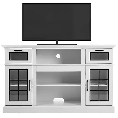 Modern White TV Stand Entertainment Center Console W/ Drawer & Door Living Room • $199.98
