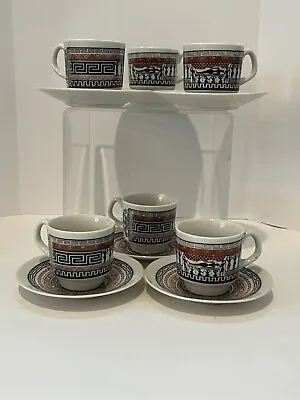 VTG N. Leontaritis Hand Made In Greece Demitasse Espresso Cup/Saucer Set Of 6 • $45