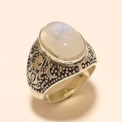 Natural Rainbow Moonstone Mens Ring 925 Sterling Silver Handmade Jewelry Gift 8 • $33.75