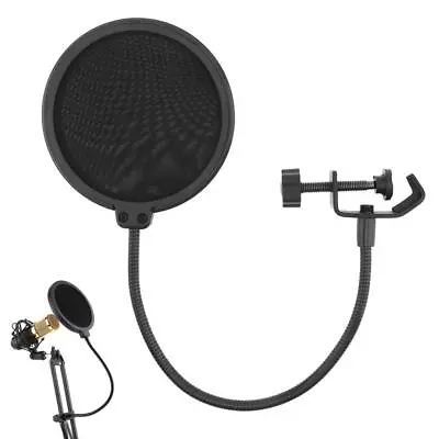 Microphone Pop Filter Mask Shield 4'' Dual Layered Pop Wind Screen With Clip Arm • $9.01