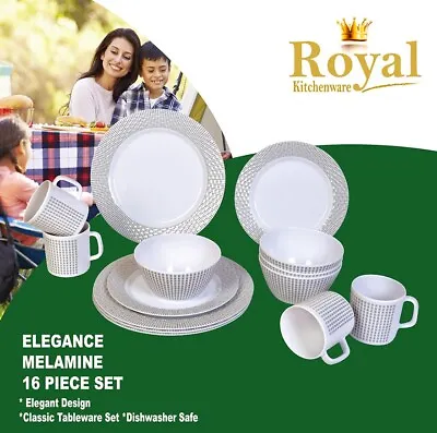 Royal Elegance 16pc Melamine Dinner Set Caravan Camping Picnic Accessories PARTS • $37