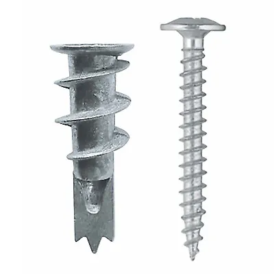 12 X Plasterboard Drivas Plugs Fixings With Screws Plug For Cavity Walls Metal • £4.79