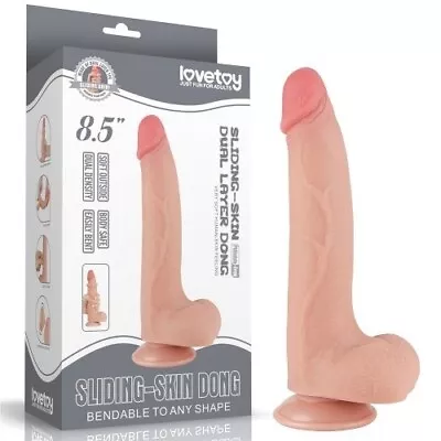 Big 8.5'' Realistic Dildo Sliding-Skin Dual Laye Dong Suction Cup Sex Toy • $45.95