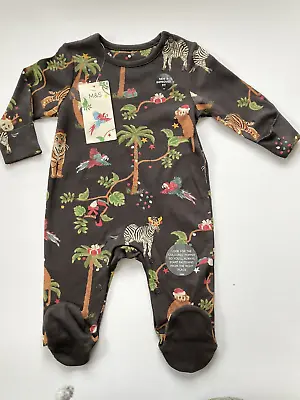 £5.49 • Buy Marks & Spencer Baby Christmas Jungle Animals Print Sleepsuit 3/6 Months