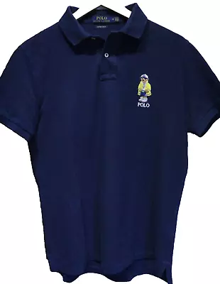 Ralph Lauren Polo Shirt M Medium Mens Navy Blue Polo Bear Cotton Custom Fit • £39.99