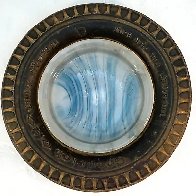 Old GOODRICH TIRES Silvertown Marbled Akro Agate Glass ADVERTISING TIRE ASHTRAY • $44.99