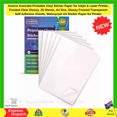 Clear Glossy Printable Vinyl Sticker Paper A4 – 25 Glossy Transparent Self NEW • $37.99