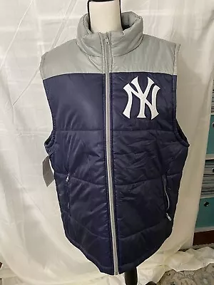 New York Yankees MLB Men's Puff Vest Blue/Gray Mitchell & Ness Adult Size XL NWT • $100