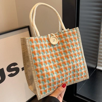 Linen Gift Tote Bag Weaving Patterns Underarm Bag National Style Handbag  Women • $8.65