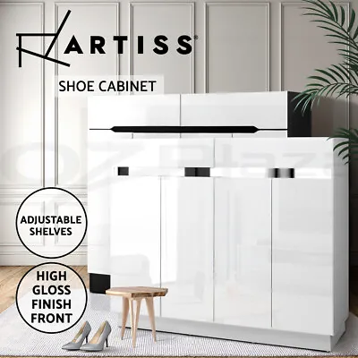 $189.95 • Buy Artiss 120cm Shoe Cabinet Shoes Storage Rack High Gloss Cupboard Drawers Shelf