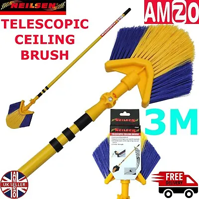 3M Telescopic Extendable Ceiling Duster & Cobweb Brush 360°Angled Head Feather • £11.99