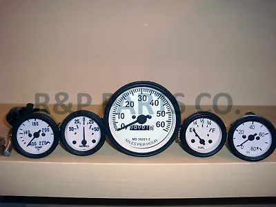 $132.93 • Buy Speedometer Temp Oil Fuel Amp Gauge Set White For Willys MB Jeep Ford CJ GPW