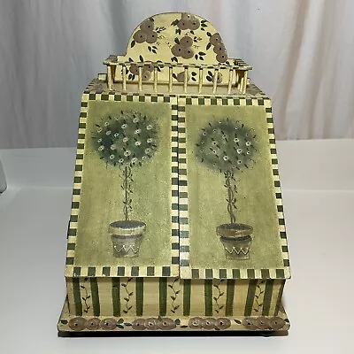 Vintage 1950s Letterbox Mailbox Desktop Solid Wood Handmade Hand-Painted Topiary • $44.96