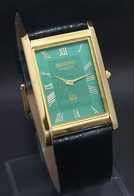 Seiko Slim Quartz Gold Plated New Battery Japanese Men's Wrist Watch SQ04 • $22.99