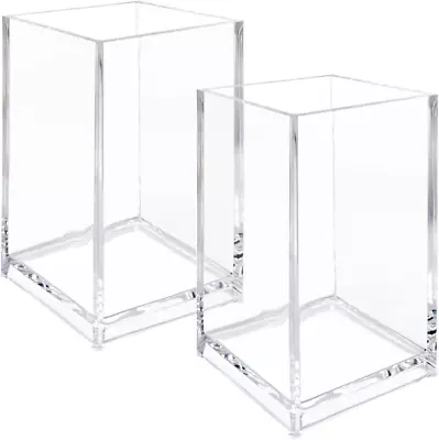 2 Pack Clear Acrylic Pencil Pen Holder Cup Clear Makeup Brush Holder Acrylic C • $11.76