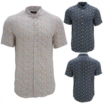 Mens Shirts Soft Floral Casual Printed Short Sleeve Party Beach Smart Tops S-2XL • £8.99