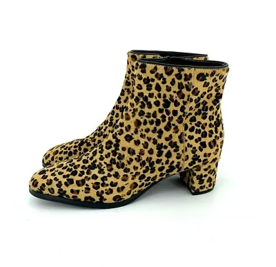 Via Spiga Cheetah Ankle Booties Calf Hair Leather Animal Print Sz 6.5 New SH34 • $71.20