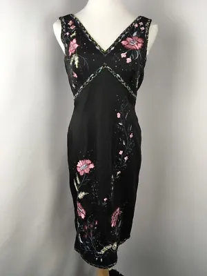 Spenser Jeremy Vtg 90s Dress Size 4 Black Floral Beaded Embroidered Evening EUC • $60