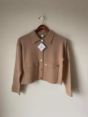 JOHN LEWIS Cardigan Jacket Knit Camel Brown Gold Buttons UK 12 - BNWT RRP £59 • £29.50