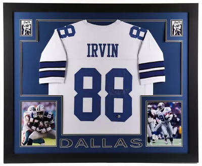 Michael Irvin Signed Dallas Cowboys 35x43 Framed White Jersey (Beckett Hologram) • $559.95