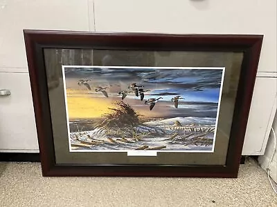 TERRY REDLIN CUSTOM FRAMED / MATTED “ High Country “ B17 Geese • $199.99