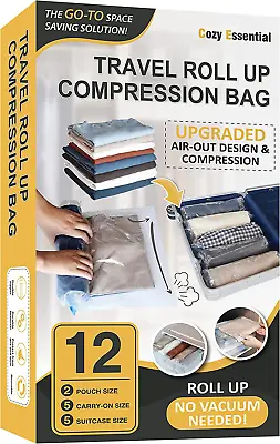 $23.66 • Buy Bags Travel Compression 12 Vacuum Saver Space Packing Roll Up Storage Pack 