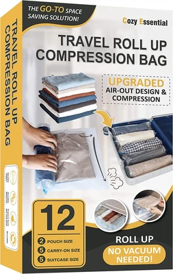 $23.66 • Buy Bags Travel Compression 12 Vacuum Saver Space Packing Roll Up Storage Pack 