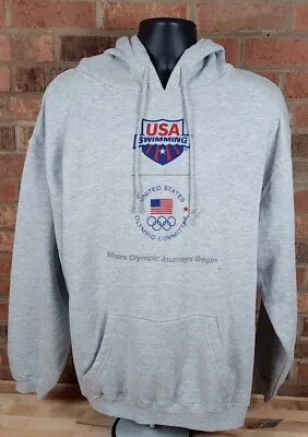 USA Swimming Olympic Committee Team Hoodie Sweatshirt Mens Large Gray NEW • $28.50