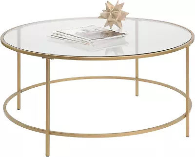 417830 Int Lux Coffee Table Round Glass / Gold Finish • $184.92