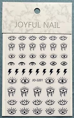 Nail Stickers Art Decal DIY Design 3D Waterproof Blue Metallic Eyes JO-2201 • $2.49