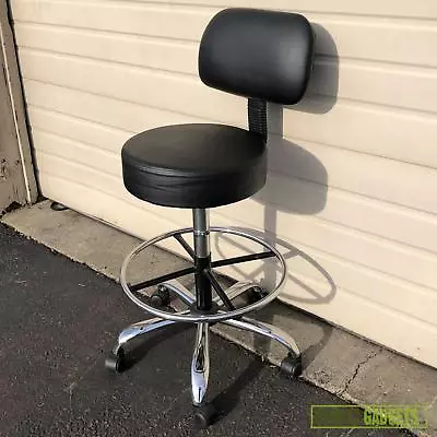 Commercial Grade Black Vinyl Medical Dental Tattoo Salon Stool With Back • $49.98