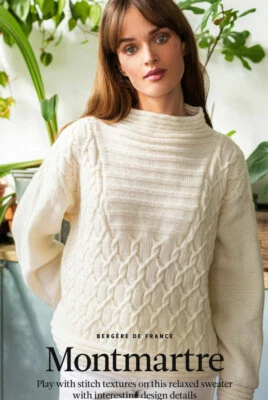 £1.95 • Buy MONTMARTRE Cable Jumper - Knitting Pattern- BERGERE DE FRANCE Merino DK