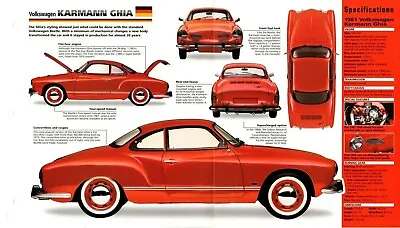 VW KARMANN GHIA SPEC SHEET / Brochure / Flyer: 196019611962.... • $12.99