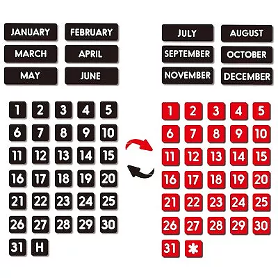 Double-Sided Magnetic Numbers And Months For Dry Erase Calendar Whiteboard Cale • $13.83