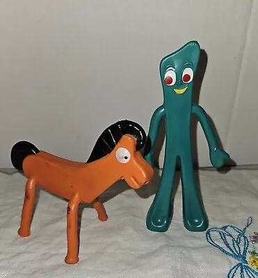 Vintage Bendable Large Gumby 6  & Pokey 4  Action Figures • $15.99