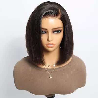 Human Hair Wig Wigs Glueless Women Wear & Go Lace Front Short Bob Wig UK • £119.99