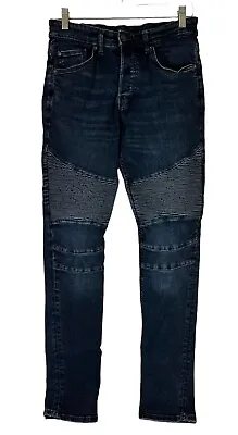 H&M Divided Mens Size 31 Skinny Moto Button Fly Jeans 28 X 30 Biker Streetwear • $15.95