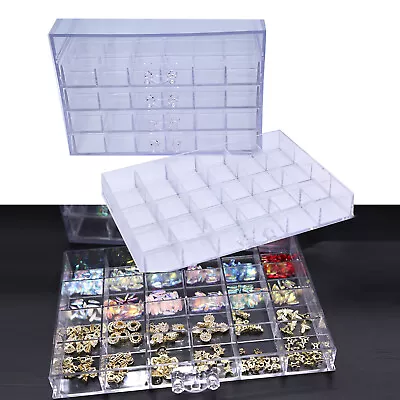 120Grids Nail Art Rhinestone Gems Bead Acrylic Storage Display Tray Box Clear • $22