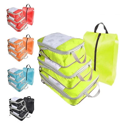 $28.99 • Buy Packing Cubes Travel Pouches Luggage Organiser Clothes Suitcase Storage Bags